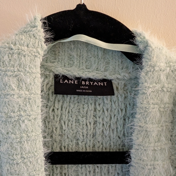 EUC! 🌿 LANE BRYANT ✨ Mint Open-Front Knit Cardigan - Size 14/16 - Picture 6 of 10